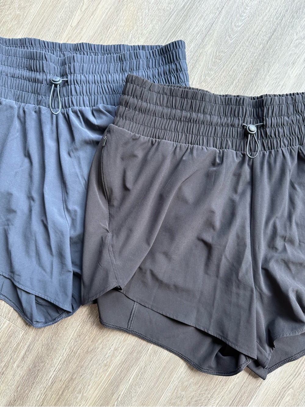 Women's Lightweight Elastic Waist Running Shorts - Black and Navy - Picture 2 of 6